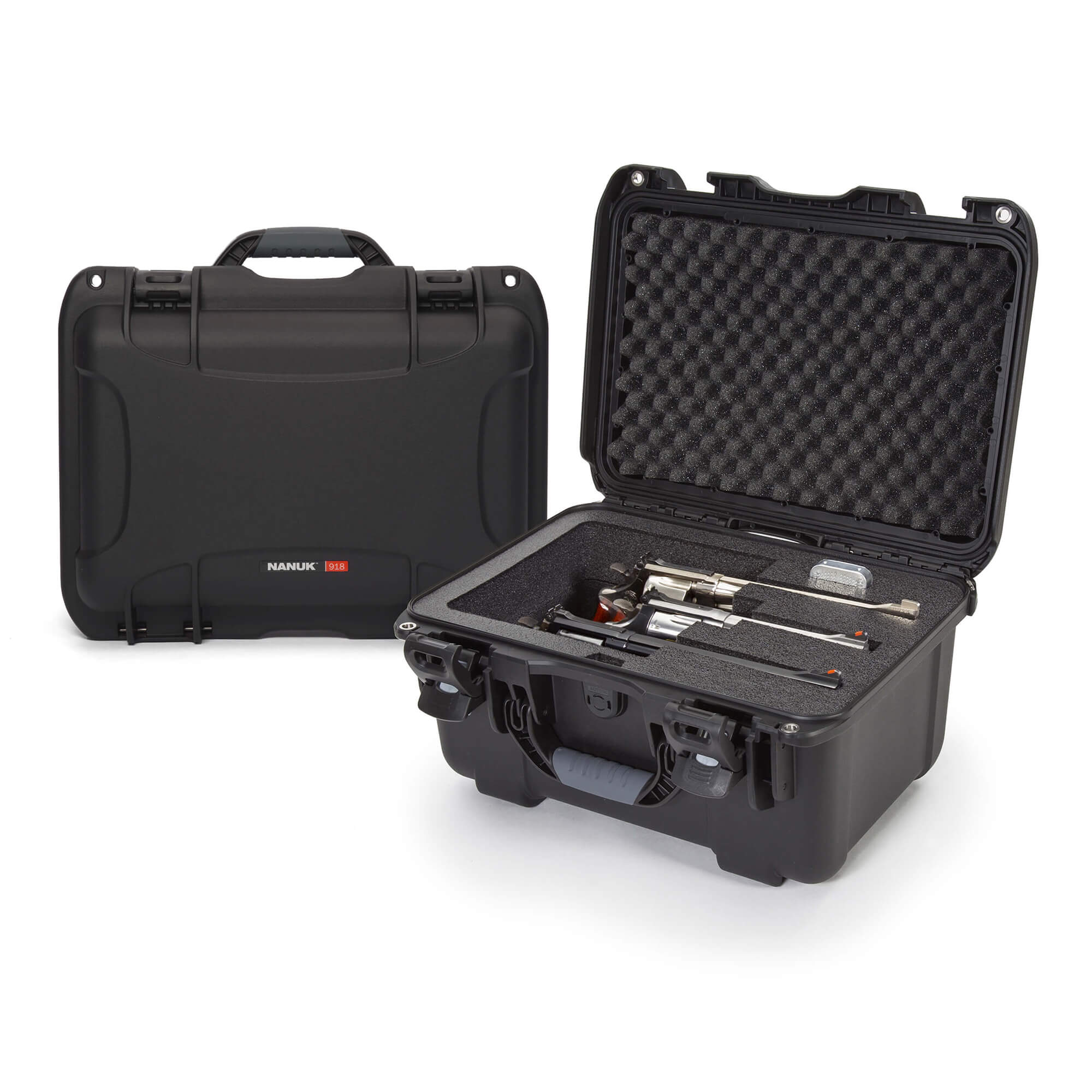 NANUK 918 3 Up Revolver Case-Gun Case-Black-NANUK angle view with closed case